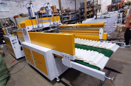 Automatic HDPE LDPE Poly Nylon T-Shirt Vest Bag Shopping Flat Grocery Bag Heat Sealing Cold Cutting Garbage Bag Corn Starch Making Machine Biodegradable